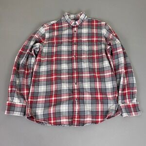 14th & Union Flannel Shirt Men's Size Large Red Gray Long Sleeve Plaid Button Up